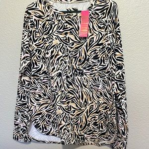 Lilly Pulitzer Luxletic Blythe Pullover Top MEDIUM Onyx Can You See Me NWT Tunic
